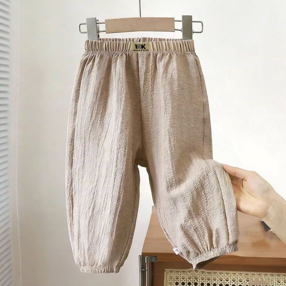 Hurxie Toddler Boys Girls Plain Pants Harem Trousers Casual Basic Elastic Loose Summer Bloomers Khaki,1-2Years