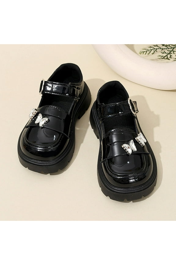 Toddler Girls Dress Shoes Loafers School Uniform Mary Jane Flats Thick Non-Slip Sole Casual Shoe (Toddler/Little Kids) Black 31