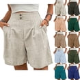 thumbnail image 1 of Hurxie Trouser Shorts for Women High Waisted Business Casual Work Elegant Wide Leg Shorts with Pockets Khaki,L, 1 of 8