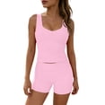 thumbnail image 1 of Hurxie Two Piece Workout Sets For Women Tank Top Matching High Waist Booty Lifting Shorts Gym Yoga Active Wear Outfits Pink,S, 1 of 7