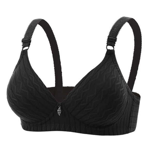 Hurxie Underwire Full Coverage Bra Supportive Comfortable Push Up Bra Black,36