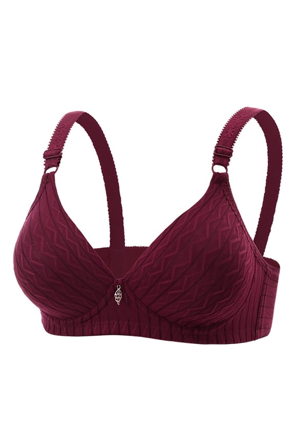 Underwire Full Coverage Bra Supportive Comfortable Push Up Bra Wine,36