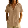 thumbnail image 1 of Hurxie V Neck T Shirts for Women Short Sleeve Tshirts Summer Casual Tops Loose Fit Basic Tees Khaki 2XL, 1 of 6