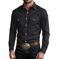thumbnail image 1 of Hurxie Western Shirts for Men Button Down Long Sleeve Work Shirt Mens Casual Cowboy Cut Shirts with Two Pockets Black,M, 1 of 7