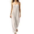 thumbnail image 1 of Hurxie Wide Leg Jumpsuits for Women Backless Cami Linen Jumpsuit Casual Loose fit Overalls Summer Long Pants Rompers White,S, 1 of 6