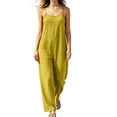 thumbnail image 1 of Hurxie Wide Leg Jumpsuits for Women Backless Cami Linen Jumpsuit Casual Loose fit Overalls Summer Long Pants Rompers Yellow,M, 1 of 6