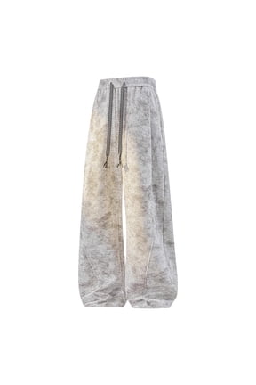 Wide Leg Pants for Women Acid Wash Palazzo Sweatpants Casual Drawstring Baggy Trousers with Pockets Dark Gray,2XL
