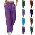 thumbnail image 1 of Hurxie Wide Leg Pants for Women Flowy Palazzo Drawstring Elastic Waist Trousers with Pockets Summer Beach Vacation Clothes Red,M, 1 of 8