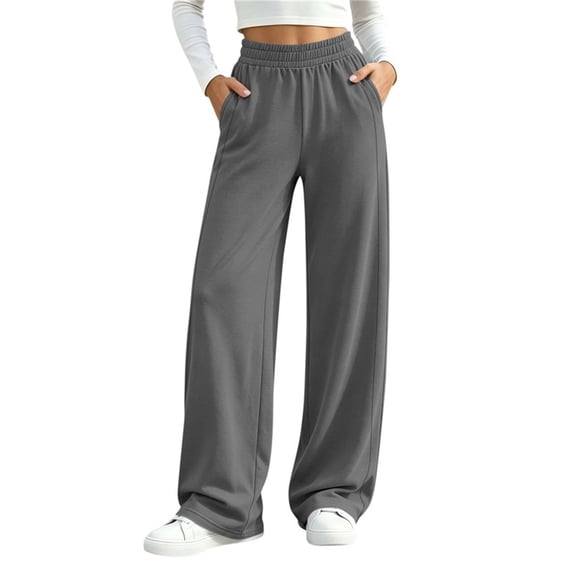 Hurxie Wide Leg Sweatpants Women Fall Spring Sweat Pants Teen Girl Comfy Baggy Drawstring Waist Jogger Sweat Pant with Pockets