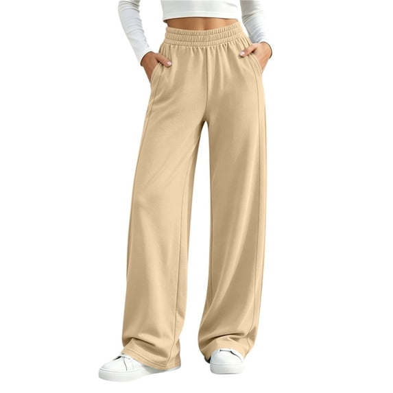 Hurxie Wide Leg Sweatpants Women Fall Spring Sweat Pants Teen Girl Comfy Baggy Drawstring Waist Jogger Sweat Pant with Pockets