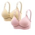thumbnail image 1 of Hurxie Women 2 Pack Wirefree Bras for Women Full Coverage No Underwire Everyday Bras Comfortable Wireless Padded Bras Khaki,2XL, 1 of 6