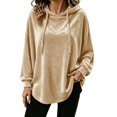 thumbnail image 1 of Hurxie Women Casual Hoodie Velour Long Sleeves Fashion Pullover Loose Fit Tunic Winter Tops Comfy Shirts, 1 of 7