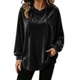 thumbnail image 1 of Hurxie Women Casual Hoodie Velour Long Sleeves Fashion Pullover Loose Fit Tunic Winter Tops Comfy Shirts, 1 of 7