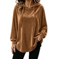 thumbnail image 1 of Hurxie Women Casual Hoodie Velour Long Sleeves Fashion Pullover Loose Fit Tunic Winter Tops Comfy Shirts, 1 of 7