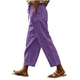 thumbnail image 1 of Hurxie Women Casual Lightweight Drawstring Elastic Waist Pants with Pockets Purple,L, 1 of 6