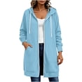 thumbnail image 1 of Hurxie Women Casual Zip up Fleece Hoodies Tunic Sweatshirt Long Jacket Oversized Hoodie with Pockets Full Zipper Hooded for Fall Winter, 1 of 6