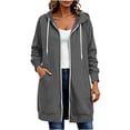 thumbnail image 1 of Hurxie Women Casual Zip up Fleece Hoodies Tunic Sweatshirt Long Jacket Oversized Hoodie with Pockets Full Zipper Hooded for Fall Winter, 1 of 6