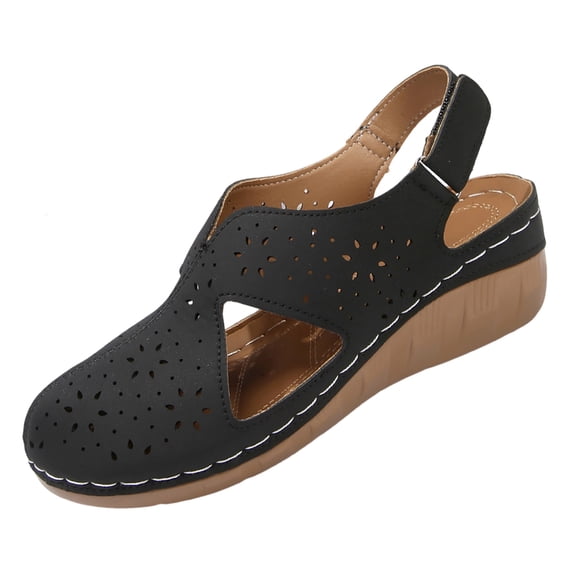 Hurxie Women Comfortable Flat Sandals: Dressy Summer Sandal - Closed Toe Fisherman Sandals Black 41