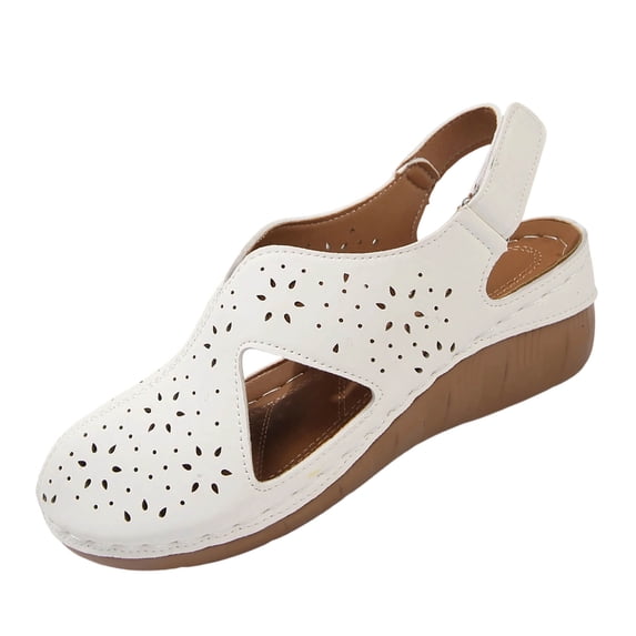 Hurxie Women Comfortable Flat Sandals: Dressy Summer Sandal - Closed Toe Fisherman Sandals White 39