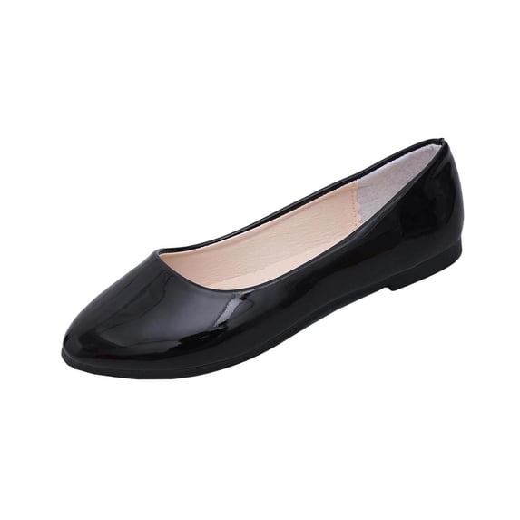 Hurxie Women Flats Shoes Ballet Flats Dress Shoes Comfortable PU Leather Slip on Shoes for Women Black