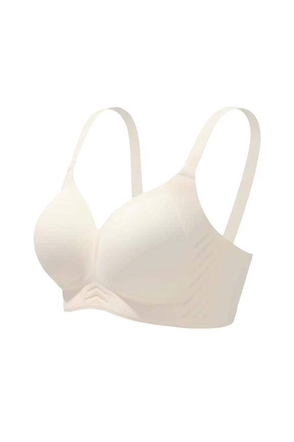 Women Jelly Bras Soft Wireless Push Up Bra Full Supportive Older Lift Coverage Beige ,M