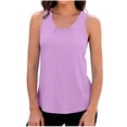 thumbnail image 1 of Hurxie Women Scoop Neck Flowy Loose Fit Tank Top Sleeveless Summer Tops Shirts Purple,S, 1 of 7