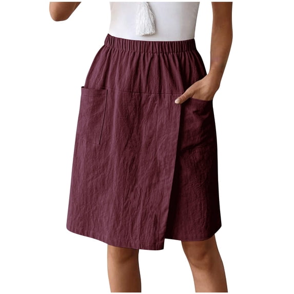 Hurxie Women Summer Bermuda Short Knee Length Elastic Waist Beach Lounge Workout Casual Long Short Wine,XL