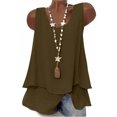 thumbnail image 1 of Hurxie Women V Neck Tank Tops Summer Sleeveless Tunic Casual Basic Shirts True Classic Tees Cute Trendy Clothes Brown XL, 1 of 6
