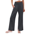 thumbnail image 1 of Hurxie Women Wide Leg Pants Flowy Palazzo Drawstring Elastic Waist Trousers with Pockets Summer Beach Vacation Clothes Dark Gray,2XL, 1 of 6