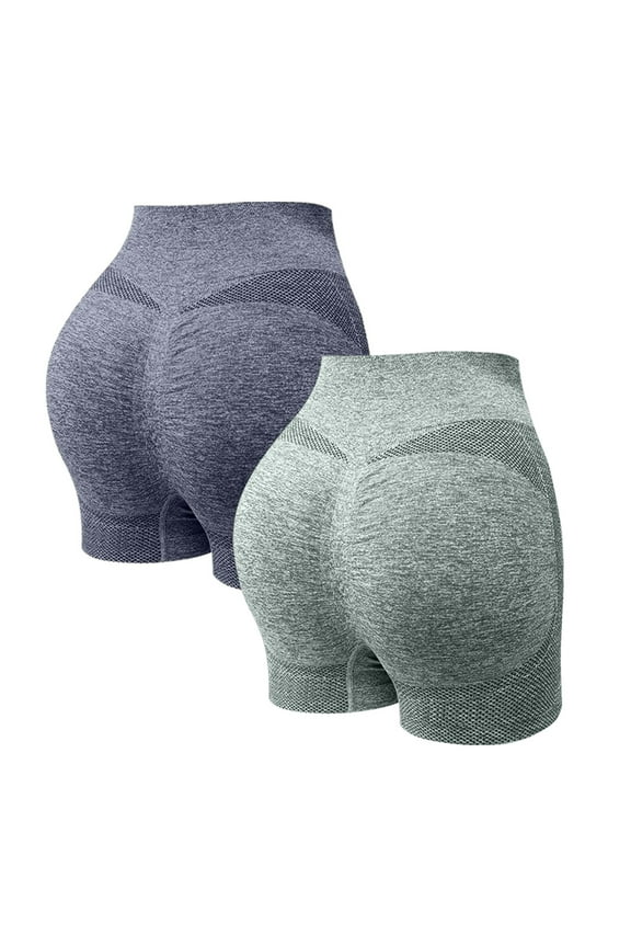 Women's 2 Packs Workout Gym Shorts, High Waisted Butt Lifting Scrunch Butt Seamless Booty Shorts Mint Green 2XL