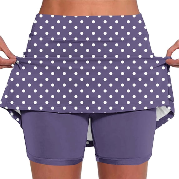 Hurxie Women's 2 in 1 Running Shorts for Gym Yoga Workout Athletic Shorts High-Waisted Shorts with Liner Pockets Purple,XL