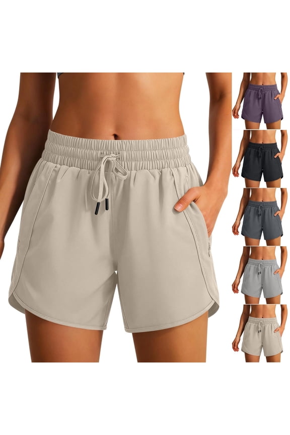 Women's 5"/ 7" Athletic Running Shorts Quick Dry Lightweight Workout Gym Shorts with Zipper Pockets UPF 50+ Purple,S