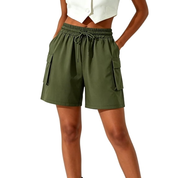 Hurxie Women's 5" Hiking Cargo Shorts Lightweight Quick Dry Summer Golf Athletic Casual Shorts 4 Pockets Green,XL