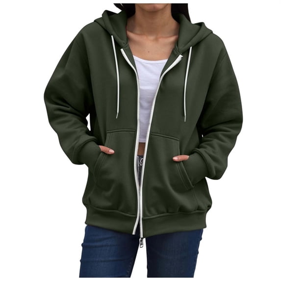 Hurxie Women's Active Zip up Hoodie Lightweight Comfortable Long Sleeve Sweatshirt Casual Jacket with Pocket Army Green,S