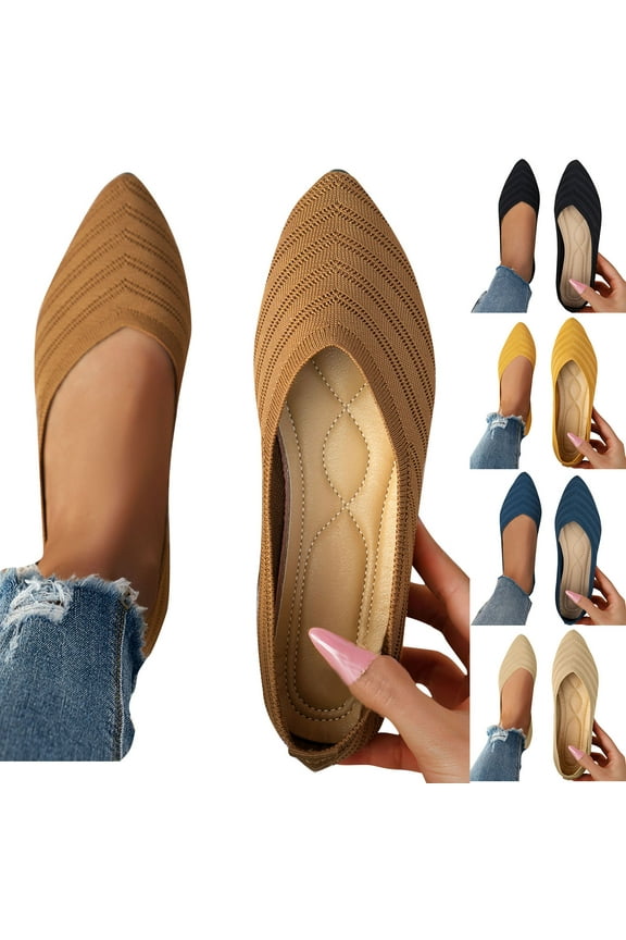 Women's Ballet Flats Comfortable Casual Dressy Shoes,Work Flats Office Shoes Pointed Toe Flats Yellow 37