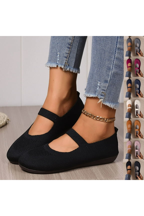 Women's Ballet Shoes Comfortable Slip on Round Toe Flat Casual Shoes for Walking, Driving, Dressy Blue 36
