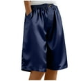 thumbnail image 1 of Hurxie Women's Bermuda Long Shorts Knee Length Capris Pants High Waisted Athletic Shorts with Pockets Navy,XL, 1 of 6