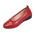 thumbnail image 1 of Hurxie Women's Ballet Flats Black PU Leather Dress Shoes Comfortable Round Toe Slip on Flats with Breathable Eyelets Red 9, 1 of 8