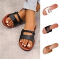thumbnail image 1 of Hurxie Women's Braided Slide Sandals Open Toe Two Band Slip On Flat Sandals Casual Summer Sandals Black 40, 1 of 7