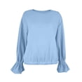 thumbnail image 1 of Hurxie Women's Casual Crew Neck Sweatshirt Long Sleeve Ruched Solid Loose Fitting Pullover Tops, 1 of 7
