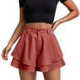 thumbnail image 1 of Hurxie Women's Casual Elastic High Waisted Wide Leg Flowy Shorts Pleated Dressy Summer Shorts Red,L, 1 of 7