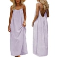 thumbnail image 1 of Hurxie Women's Casual Sundress Summer Maxi Sleeveless V Neck Boho Beach Dress Travel Vacation Dress with Pockets Purple,3XL, 1 of 7