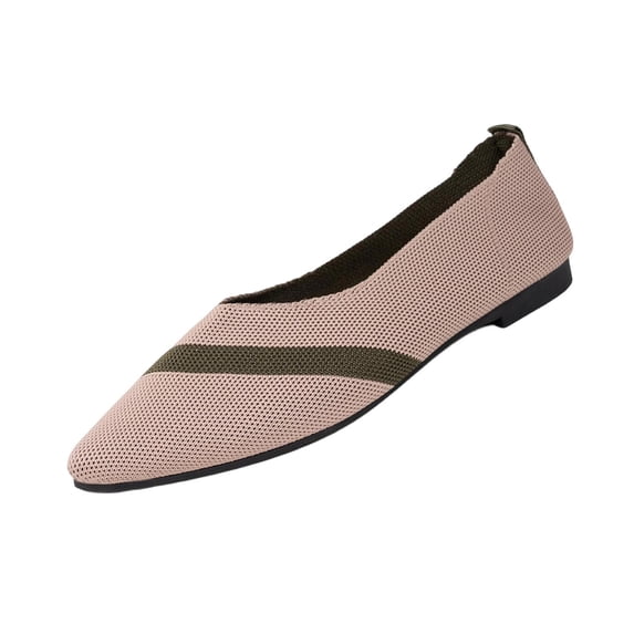 Hurxie Women's Flats Square-Toe Washable Shoes Comfortable Knitted Ballerina Flat for Daily Wear Brown 7