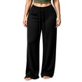 thumbnail image 1 of Hurxie Women's Comfy Pajamas Drawstring Stretch Long Wide Leg Lounge Pants, 1 of 5