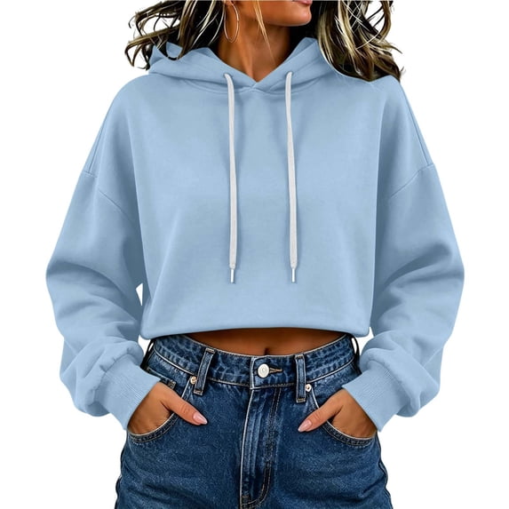 Hurxie Women's Crop Pullover Hoodie Sweatshirt with Kangaroo Pocket