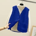thumbnail image 1 of Hurxie Women's Fall Winter Fleece Vest Trendy Sleeveless Sherpa Jacket Button Down Open Front Fuzzy Warm Outerwear Blue L, 1 of 4