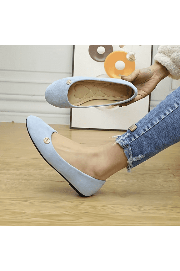 Women's Flats Shoes Round Toe Flats Black Flats Shoes Women Ballet Flats for Women Dressy Shoes Nude Flats Blue 5.5