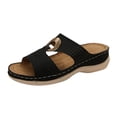 thumbnail image 1 of Hurxie Wedge Sandals for Women Comfortable: Slip On Sandals Women Dressy Summer Flat Sandals Black 7.5, 1 of 8