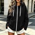 thumbnail image 1 of Hurxie Women's Full Zip Up Hoodie Long Sleeve Hooded Sweatshirts Pockets Jacket Coat for Women Black,2XL, 1 of 7