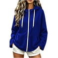 thumbnail image 1 of Hurxie Women's Full Zip Up Hoodie Long Sleeve Hooded Sweatshirts Pockets Jacket Coat for Women Blue,L, 1 of 7